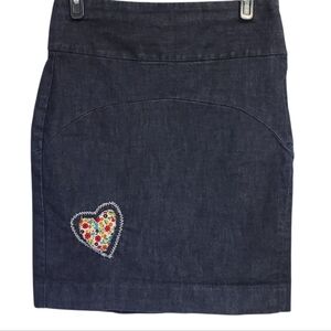 GAP Blue Denim Upcycled Pencil Skirt Heart Cutout Size 1